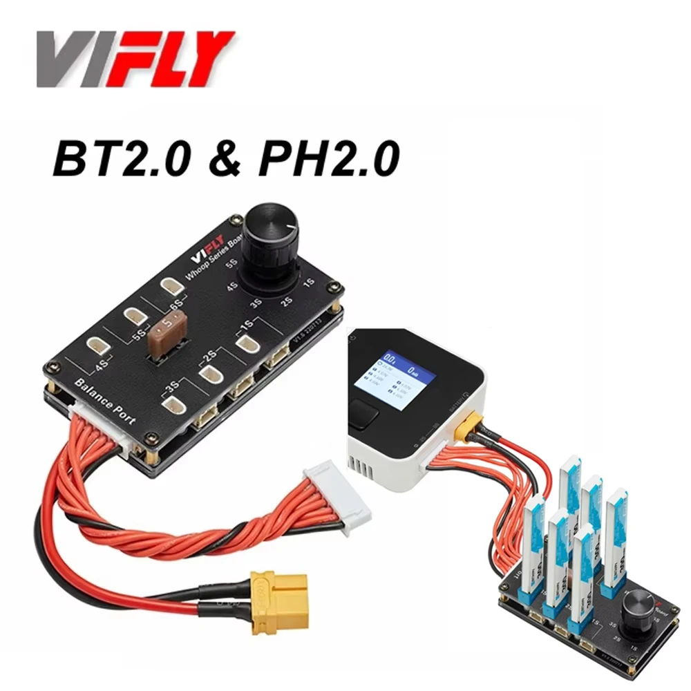VIFLY WhoopSeriesBoard 1S LiPo Series Charging Board XT60 Input PH2.0 BT2.0 For D6 D6Pro Q6 S6 FPV Tinywhoop Charger