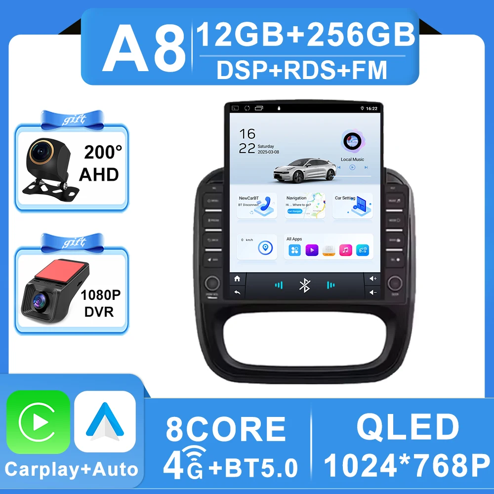 9.7 inch Auto Android Voor Renault Trafic 3 14-21 Voor Opel Vivaro B2 din Carplay GPS Navigatie intelligente Systeem Touchscreen - afbeelding 1