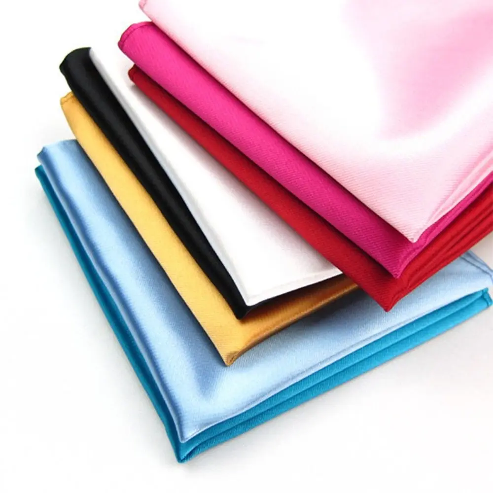 Fashion Gentlemen Suit Satin Plain Pocket Square Men Plain Hanky 15 Color Solid Silk Handkerchief Pocket Square Hanky