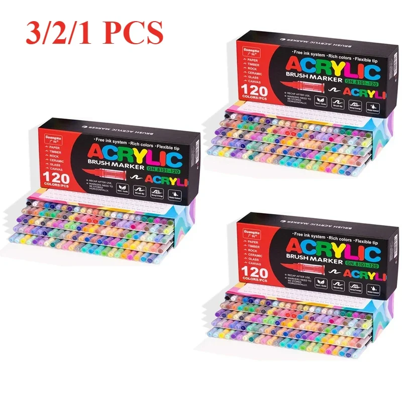 

12/24/36/48/120 PCS GuangNa Acrylic Color Soft Head Markers Painted Graffiti Ceramic DIY Box Gfit Marker Set Festival Art Supply