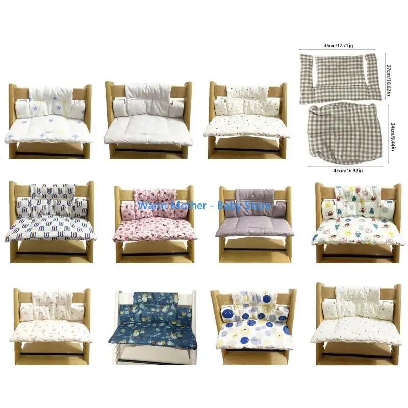 وسائد مريحة للكراسي العالية غطاء مقاعد الأطفال برسومات وإكسسوارات الكراسي العالية غطاء مقاعد قطني 57QE