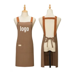 Apron Custom Logo Kitchen Aprons for Women Men Food Shop Cleaning Smock Barber Nail Beauty Salon Robes Chef Water Drop Mandiles