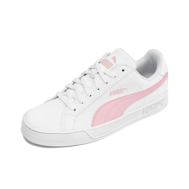 PUMA Smash Vulc Non slip, Wear resistant, Lightweight, Low cut Women White Pink Casual Versatile Board Shoes