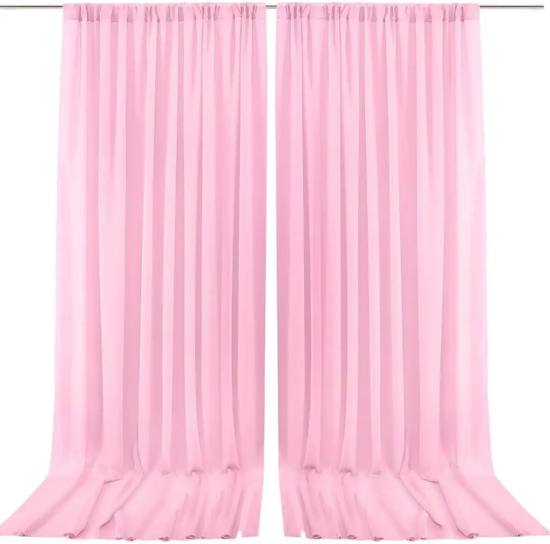 60ft×8ft Light Pink Sheer Chiffon Backdrop Curtain for Parties 12 Panels 5×8ft Wrinkle Free Glimmer Backdrop Drapes for Girls Un