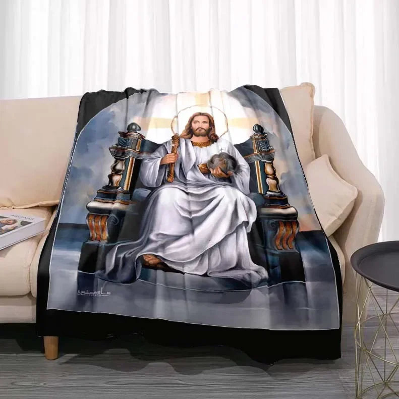 Jesus Religion Christ Blanket Lightweight Bedding Super Soft Worm Flannel Blanket for Bed Living Room Sofa Sofa  Adult