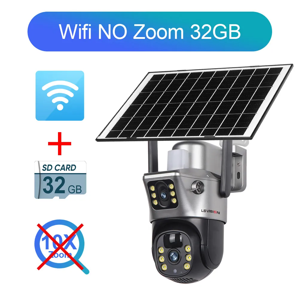 4K Solar Camera 8MP PTZ Dual Lens
