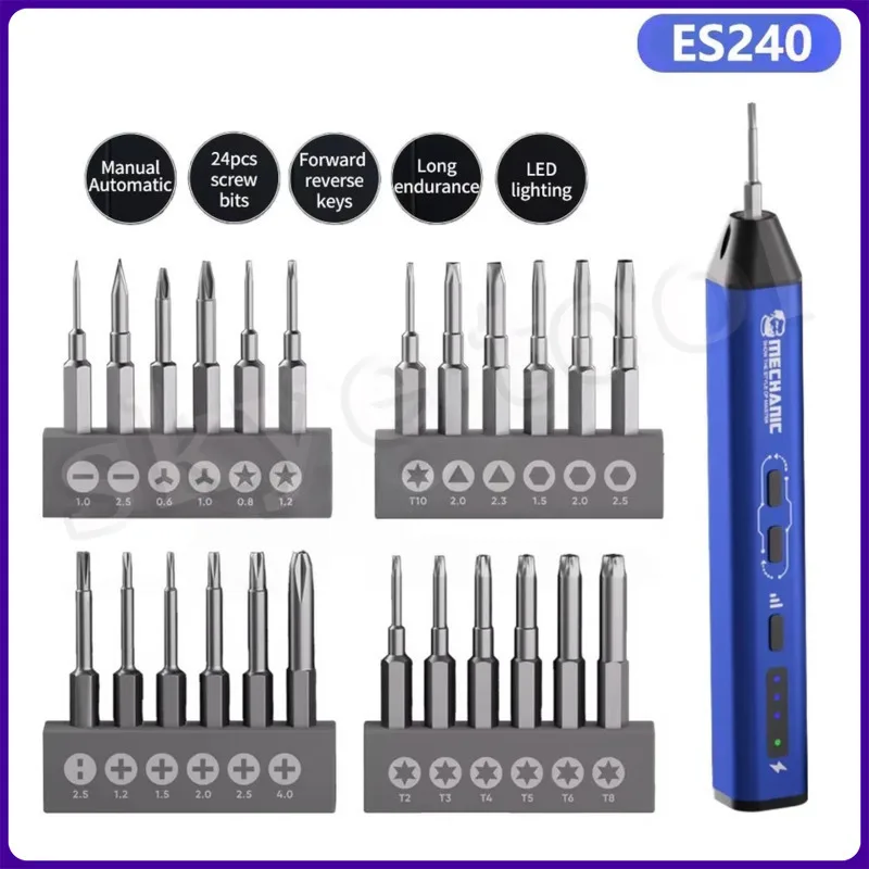 MECHANIC ES240 24in1 Universal Electric Screwdriver Set forElectronic Products Maintenance Mobile Phone Disassembly Repair Tool