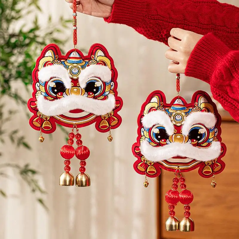 1Pcs 2026 Horse Year Door Pendant Chinese Spring Festival Lion Dance Hanging Ornament New Year DIY Decoration Accessory