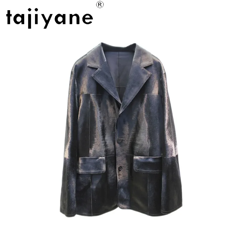 TAJIYANE New Zealand Fetal Cow Shearling Fur Jacket Luxury Lapel Blazer Outerwear Real Fur Coat Women Office Lady Overcoat Шуба