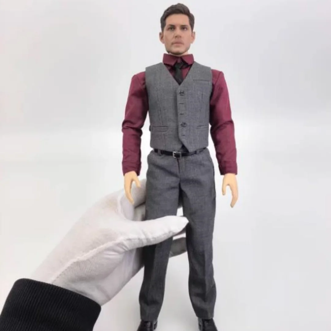 

1/6 Male GreyVest Pants Clothes shirt tie for 12inch figure Normal model toys doll Action figure