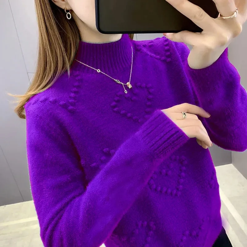 Women Sweater 2023 Autumn Winter Korean Pullover Basic Tops Casual Soft Turtleneck Knitted Sweaters Long Sleeve Jumper Soft Warm