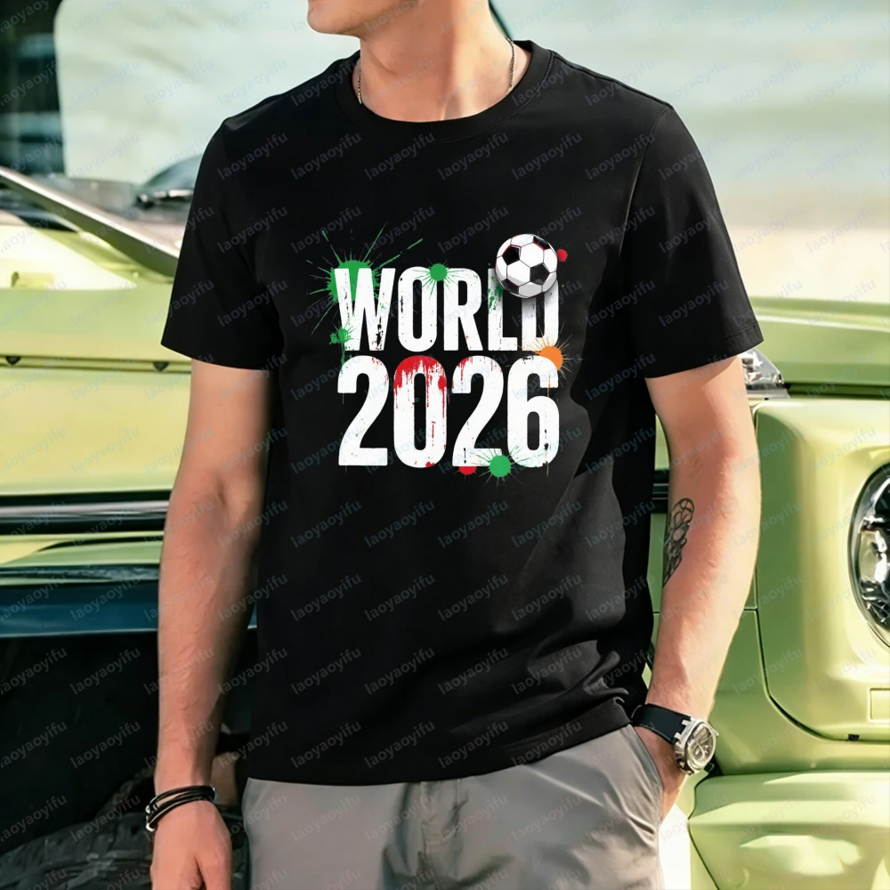 World 2026 Soccer T-Shirt for Men Mexico Color Design Tops Football Lover Tee Sports Events Vintage Breathable Fashion Clothing
