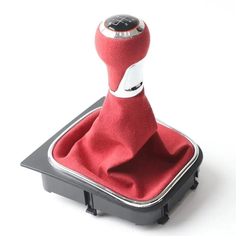 652F Car Gear Knob with Leather Collars Dust Boot 5/6 Speed Manual/Auto Gear Shifter Cover for Golf 5 6 MK5 MK6
