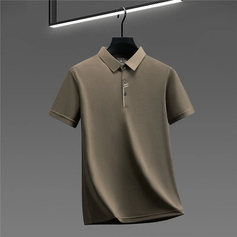 2026 New Men's Cool Fabric Polo Shirt Wrinkle Resistant Quick Dry Short Sleeve Top For Office And Daily