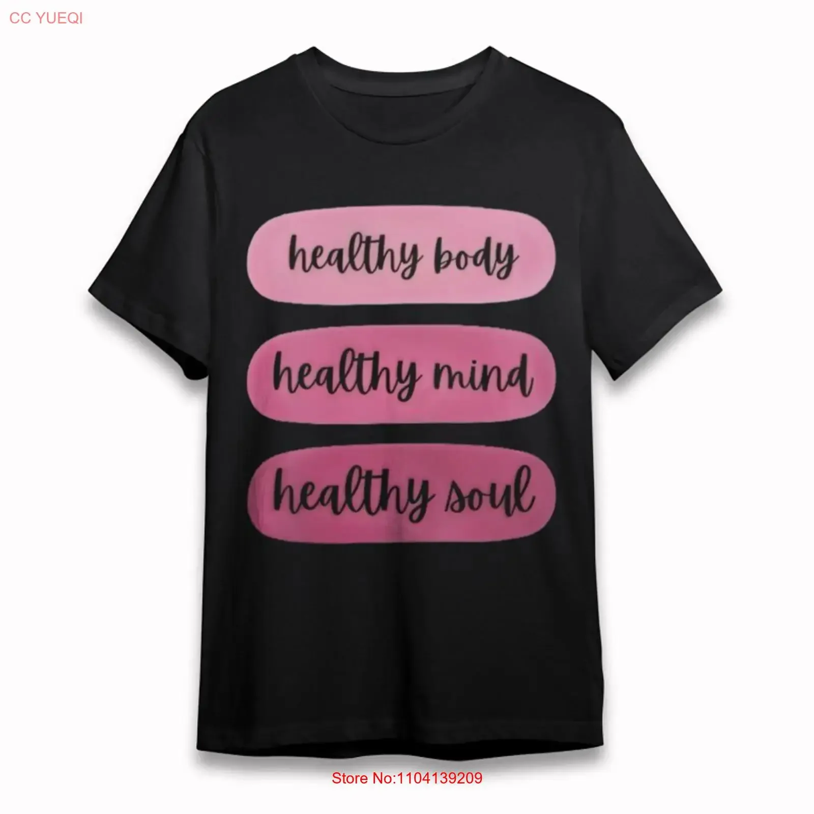Women's Soft Classic T Shirt Healthy Body Mind Soul Layered Quote Cotton vintage Washed Versatile designer clothes Unisex