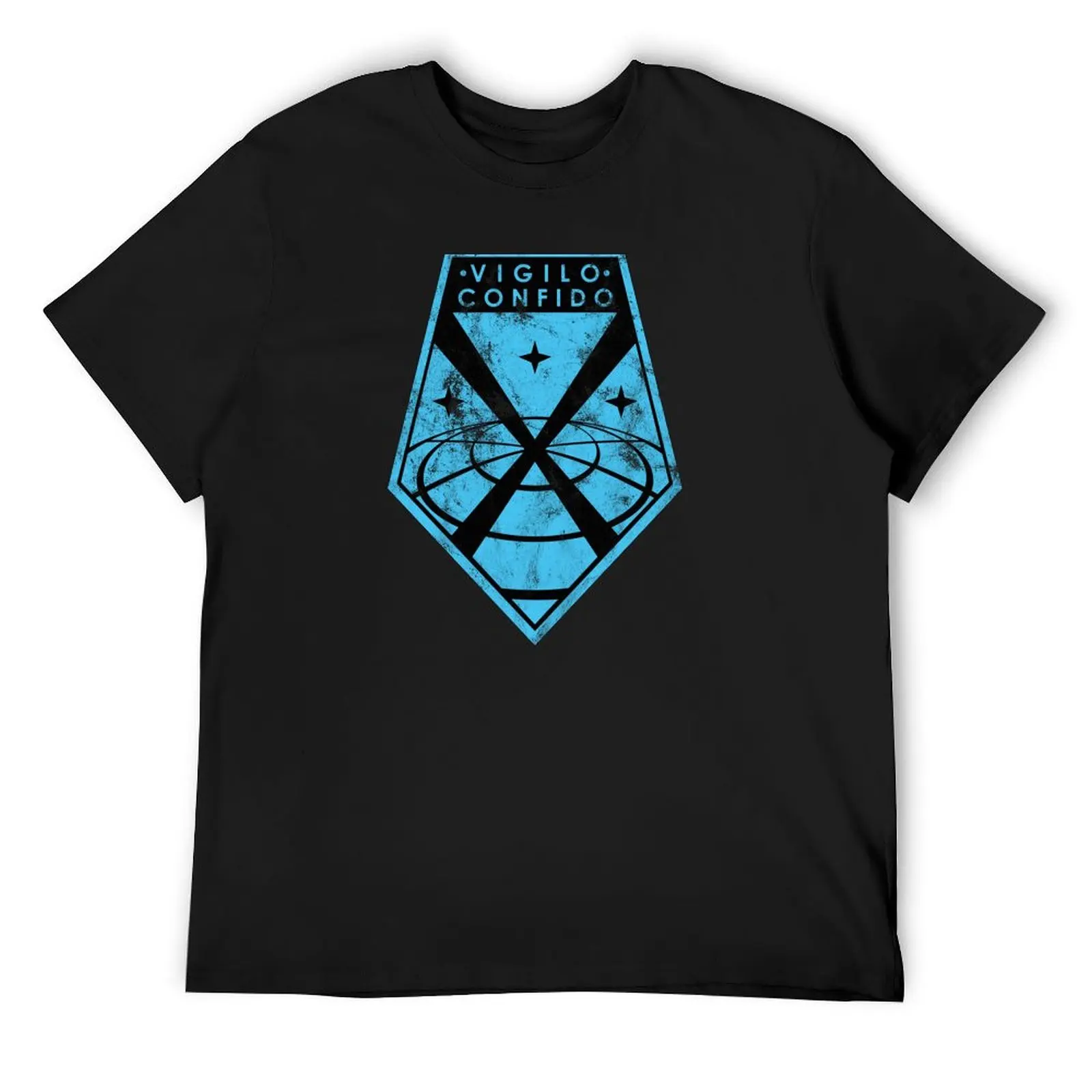 

Xcom - Vigilo Confido T-Shirt blue archive baggy shirts graphic t shirt vintage Men's cotton t-shirt