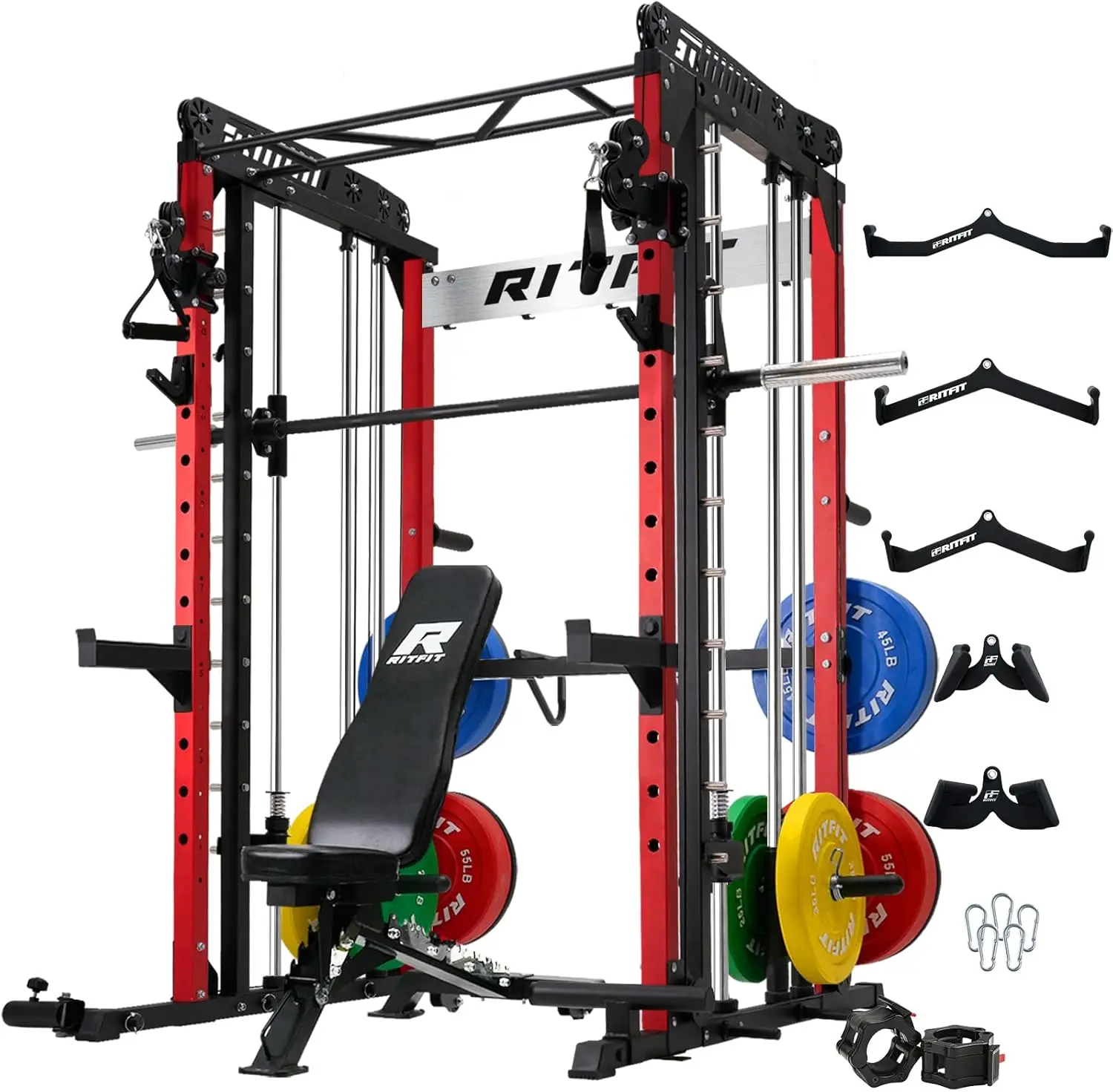 

Brand New RitFit M1 & M1 Pro Smith Machine with Cable Crossover System, Multi-Function Squat Rack Power Cage for Home Gym