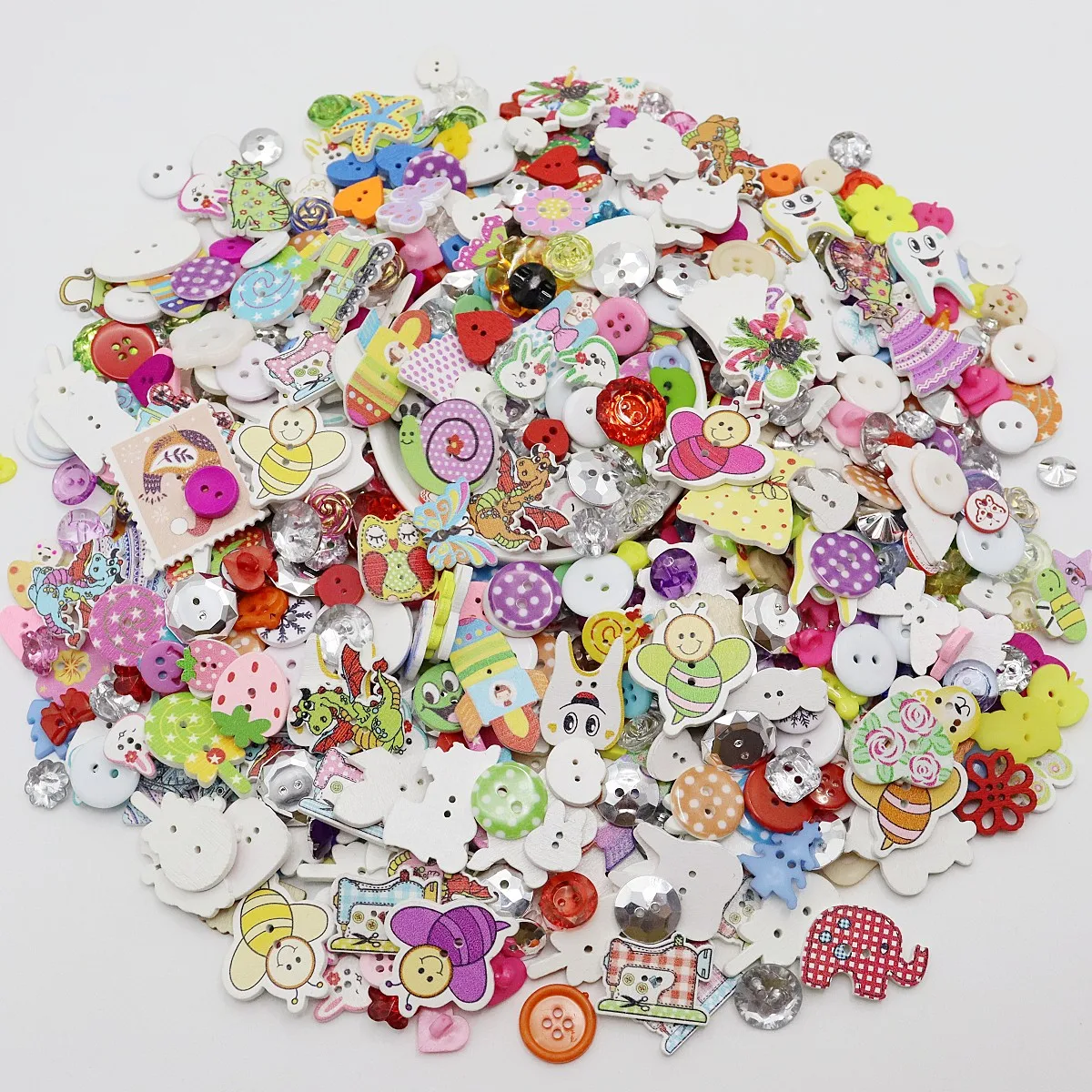 50g/pack Wood and Resin Mixed Cute Buttons Sewing Accessories Cartoon Embellishments For Cardmaking Scrapbooking DIY Crafts