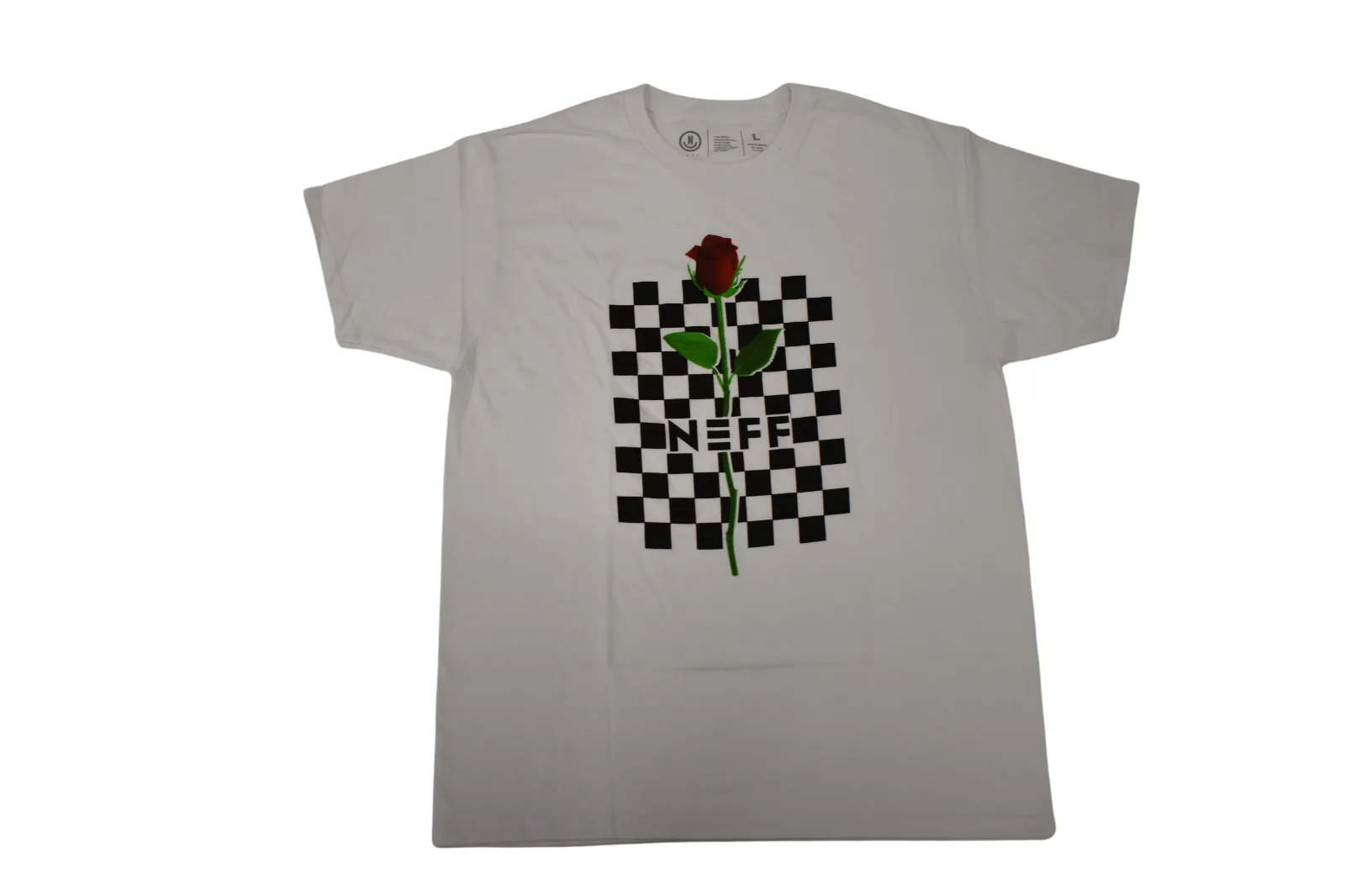 Neff Mens Checkerboard Rose White T Shirt New L