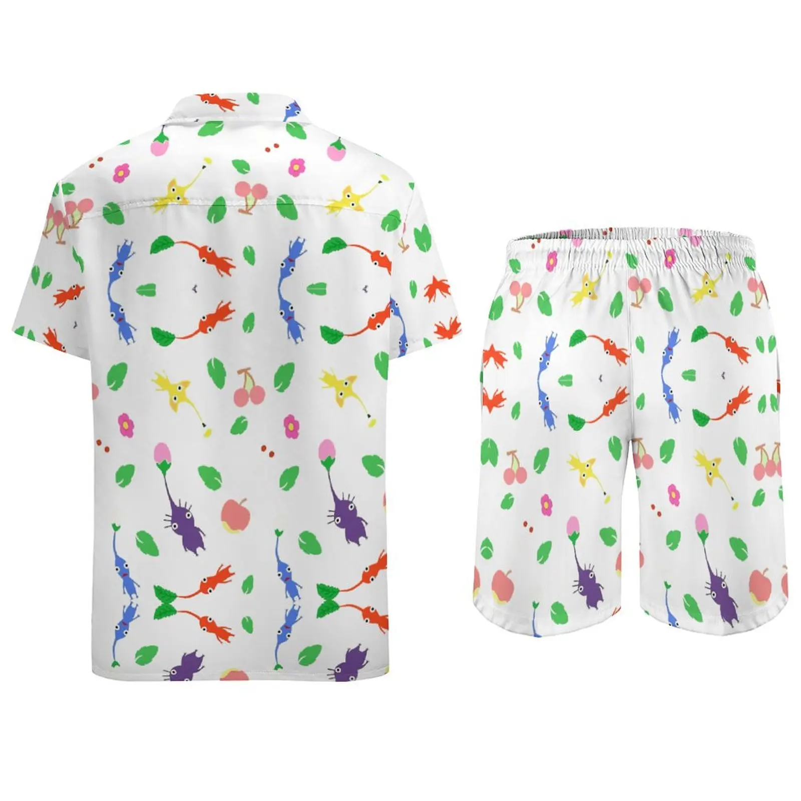 Cute Pikmin Pattern Jigsaw Puzzle  Home Men's Beach Suit Funny Graphic 2 Pieces Suit  High Grade