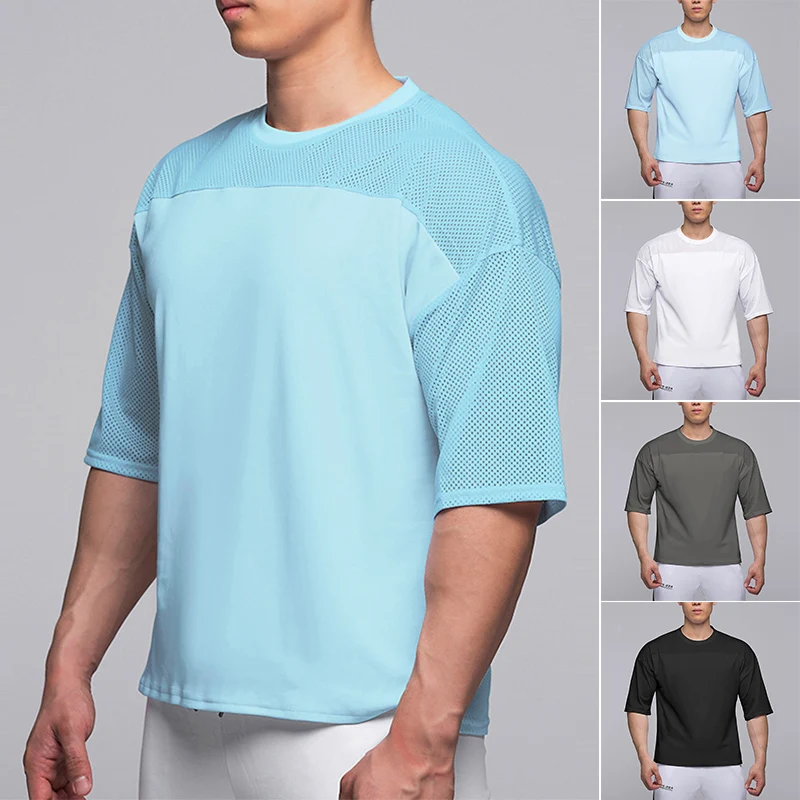 2023 Summer Gym T-Shirts fitness Oversized Breathable Men T Shirt High Quality Bodybuilding Men Clothes Top Tee