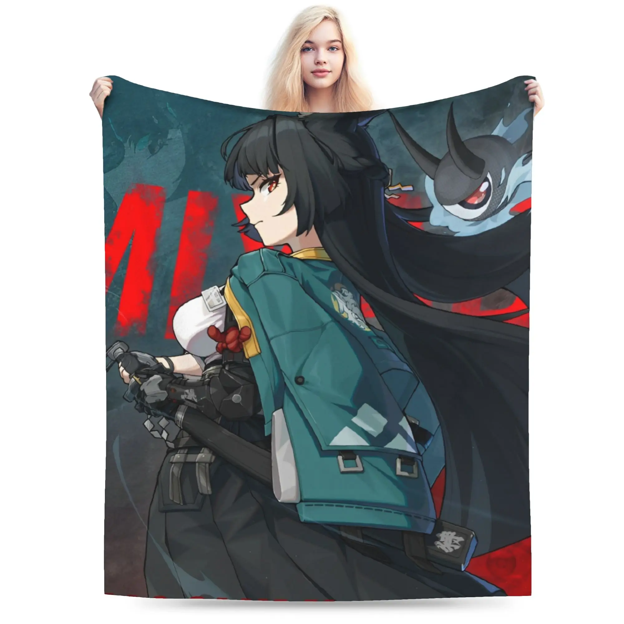 Y2K ZZZ Deadly Assault Ellen Nicole Miyabi Blanket Ultra-Soft Flannel Zenless Zone Zero   Cozy Throw Blankets Machine Washable