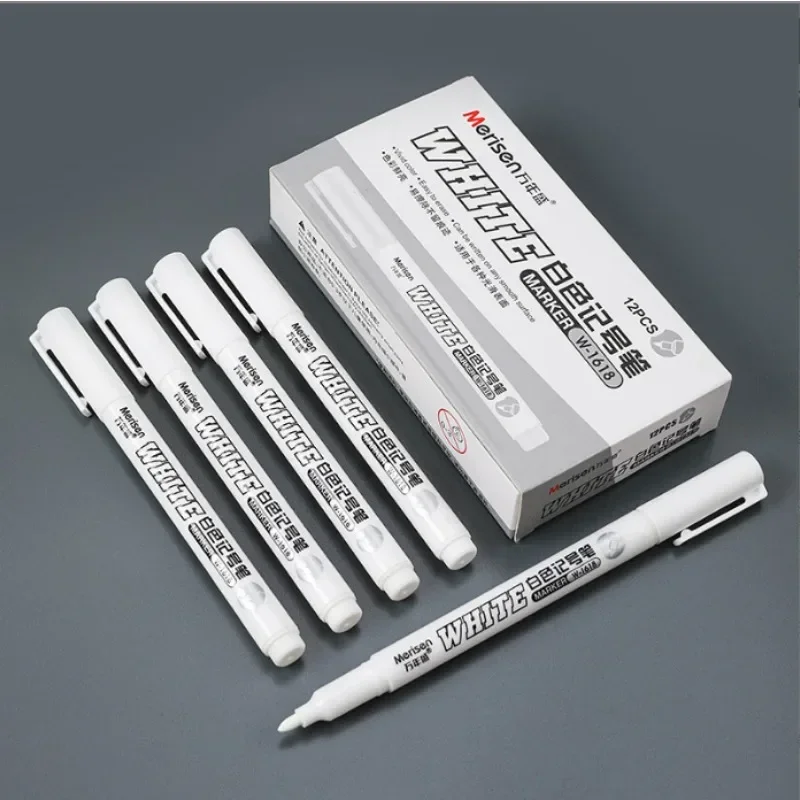 1pc White Marker Pens 1mm Oily Waterproof White Gel Pen DIY Graffiti Sketching Markers Stationery Wrting School Supplies