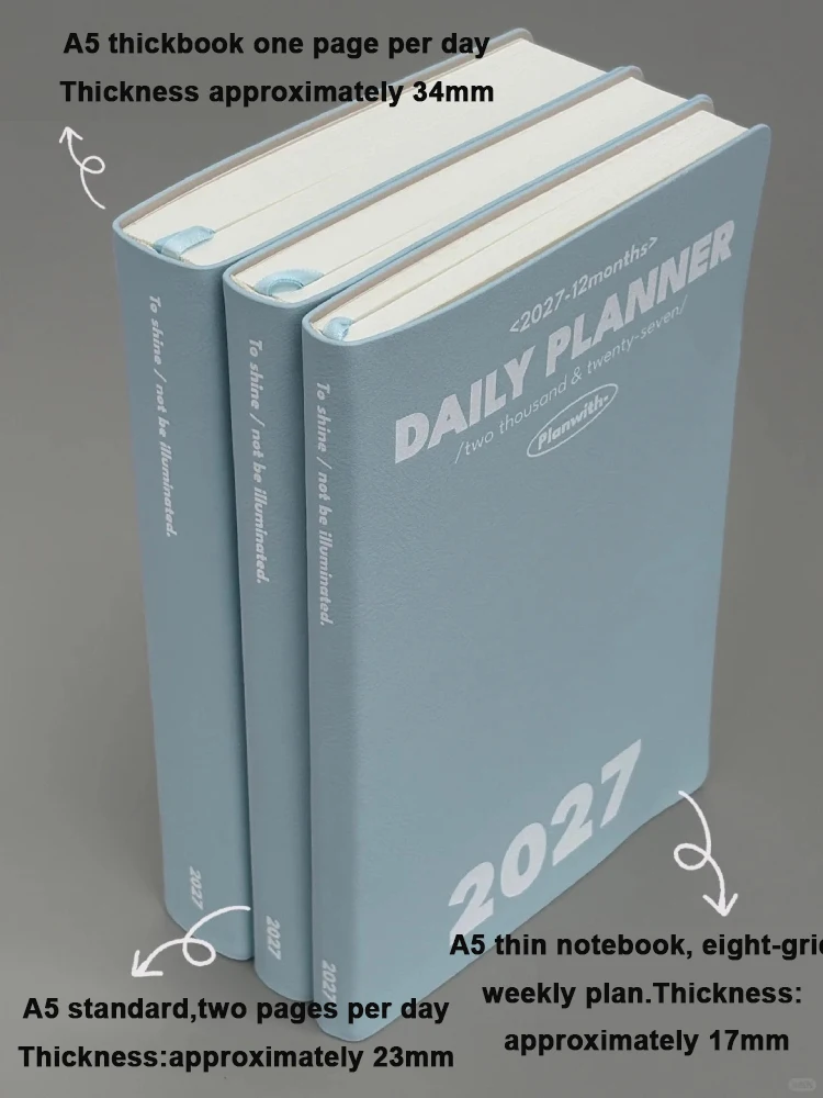 Planwith 2027 All in One Planner A5 Agenda Monthly Index Tabs Color Markers Sticky Notes Annual Goal 12 Month Journal Wish Lists