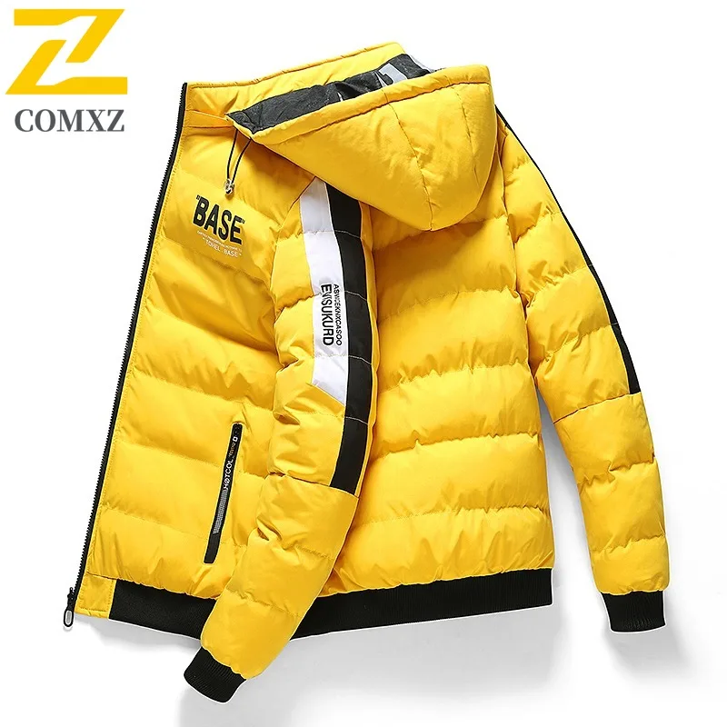 COMXZ Luxurious Men Padding Coat Hooded Outdoor Camping Cold Protection Coat Casual Wear on Both Sides Style Warm Autumn Garment