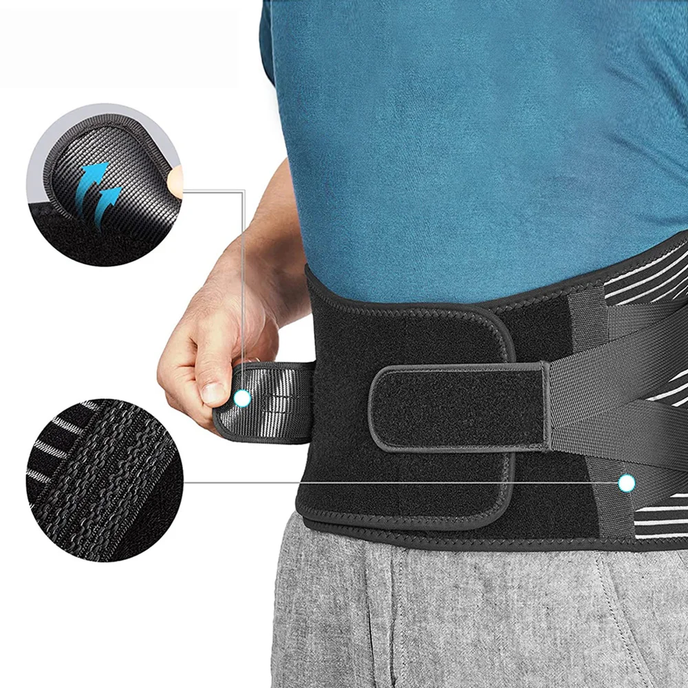 Lower Back Brace with 6 Stays Anti-skid Orthopedic lumbar Support Breathable Waist Support Belt for Gym Pain Relief