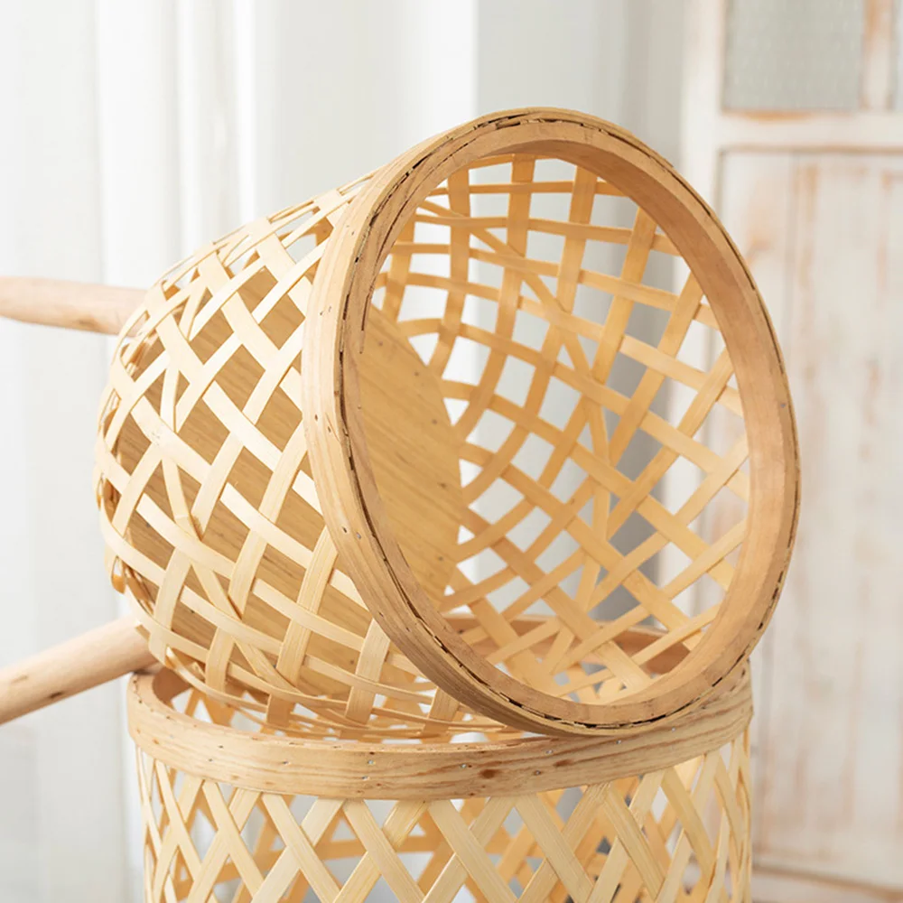 Handmade Bamboo Woven Flower Pot with Stand Plant Flower Display Storage Stand DIY Storage Nursery Pots Home Decoration