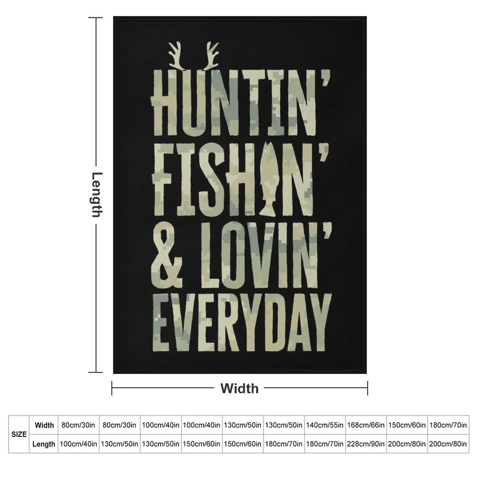 Hunting Fishing Loving Everyday Fathers Day Camo Throw Blanket couch cozy soft plush fuzzy picnic outdoor blanket