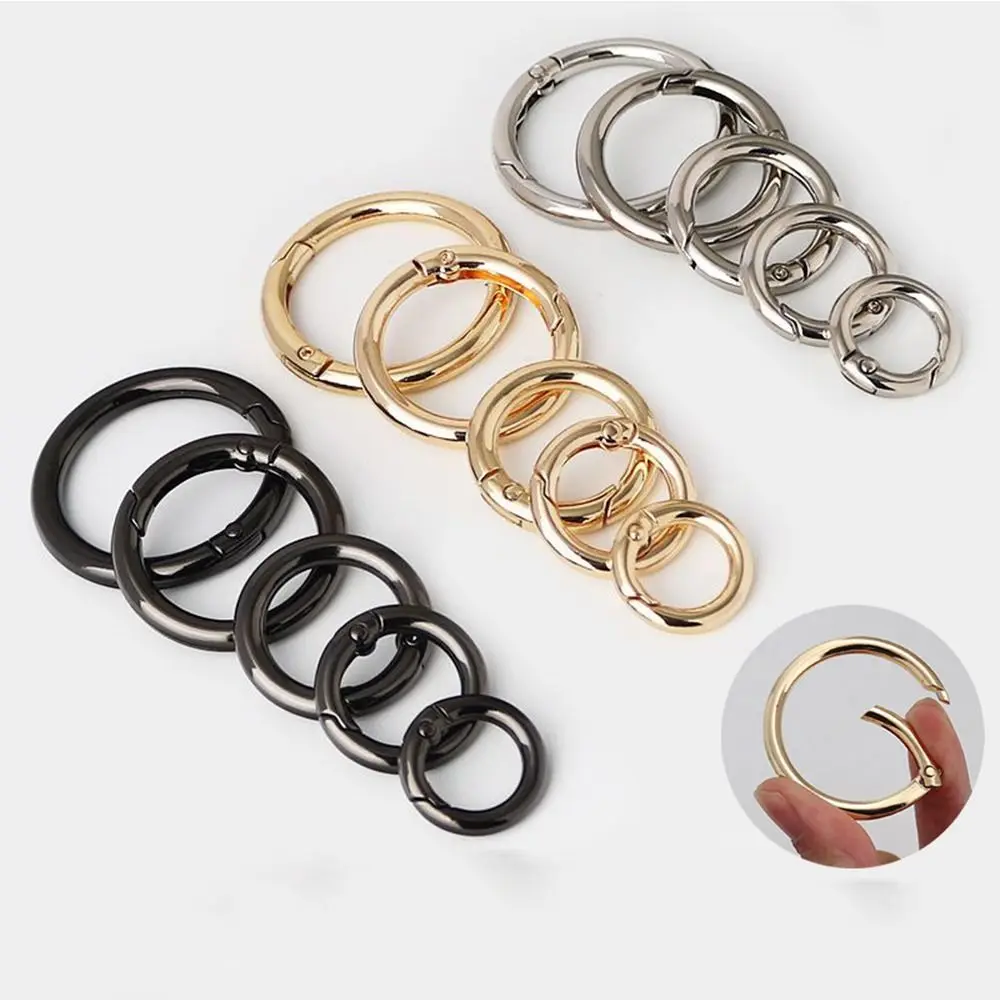 New Zinc Alloy Spring Ring Clasp Round Lightweight Trigger Snap Buckles Clip Purses Handbags Carabiner Bag Accessories