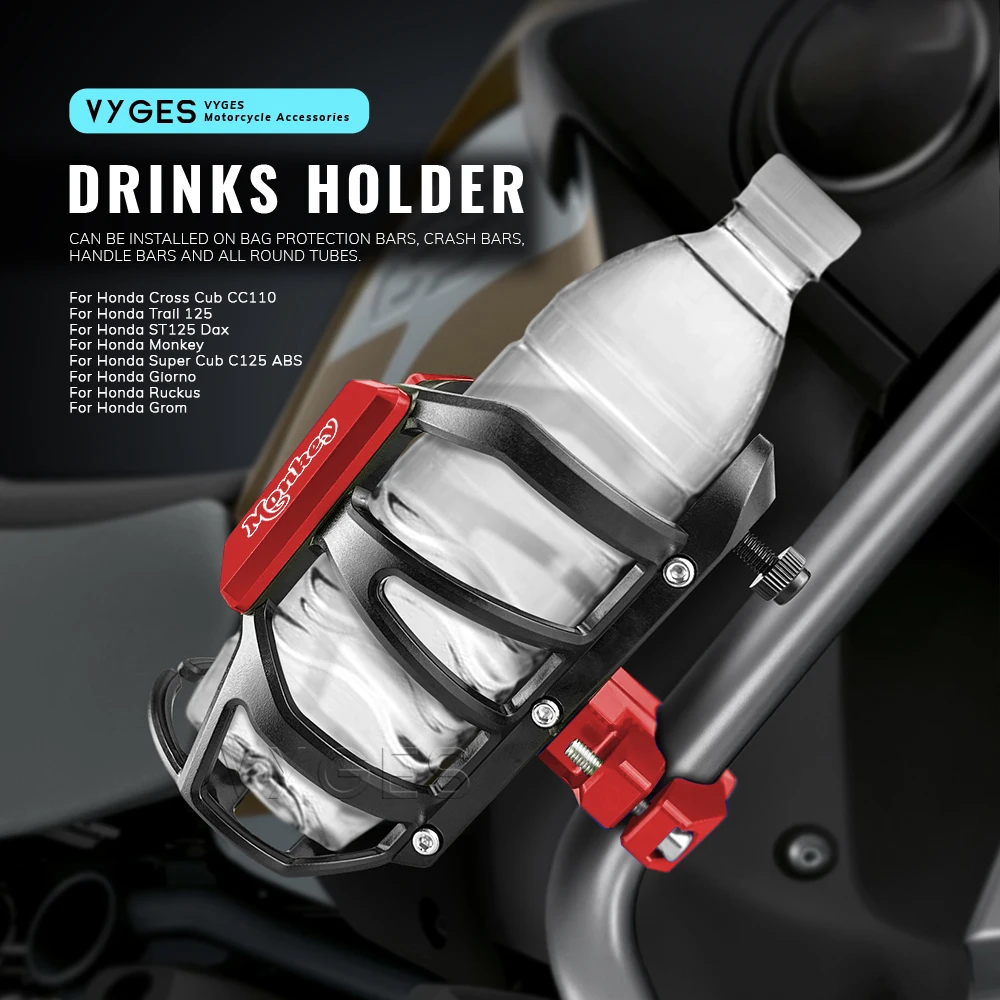 

Motorcycle Beverage Water Bottle Cage Drinks Holder Water Cup Holder For Honda Cross Cub CC110 Trail 125 ST125 Dax Monkey Giorno