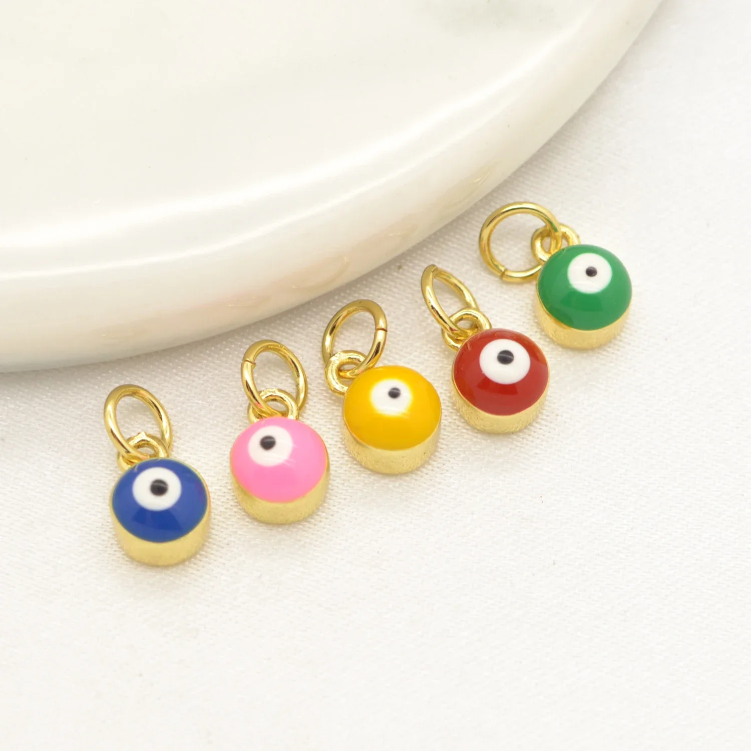 20 Pcs Devil Eye Colourful Enamel Mini Pendant Diy Bracelet Earrings Necklace Making Accessories Copper Plated Jewelry Wholesale