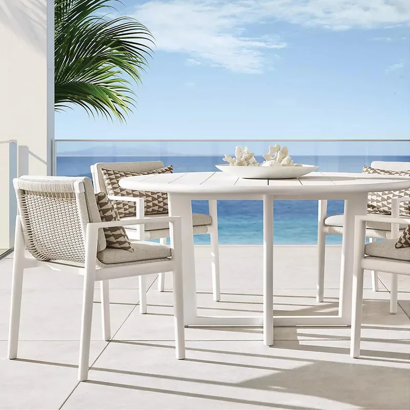 Courtyard Garden Sun Protection Villa Outdoor Furniture Open Air Balcony Leisure Rattan Dining Chair Combination