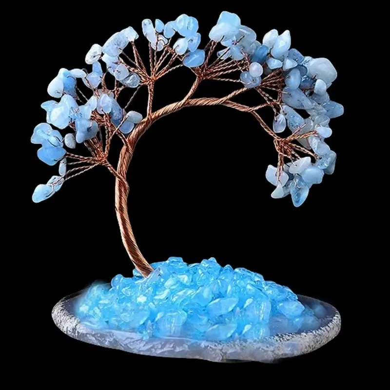 Colorful Crystal Life Tree Ornament, Crystal Crushed Stone Fortune Tree, Desktop Decoration, Creative Gift