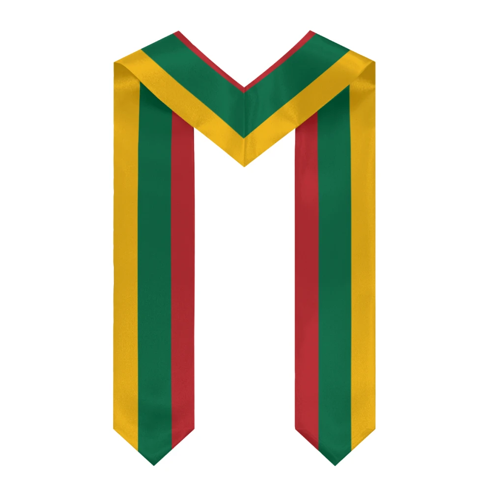 More design Graduation shawl Lithuania Flag & United States Flag Stole Sash Honor Study Aboard International Students