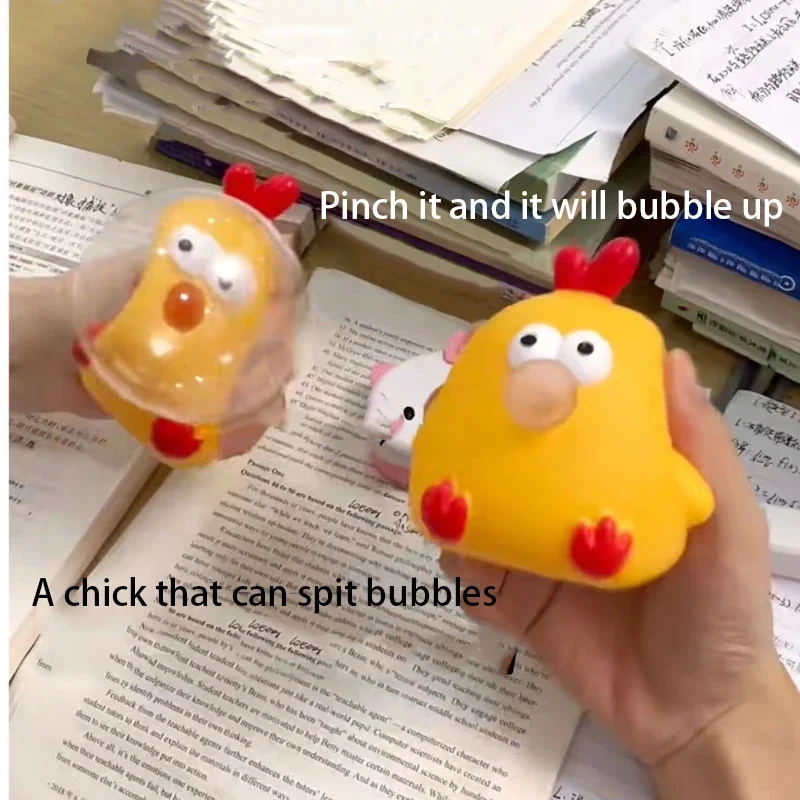 A Chick That Spits Bubbles Cute Squeezable Toys Bubbles Novel Unique and Fun Stress-relief Toys That Can Relax People