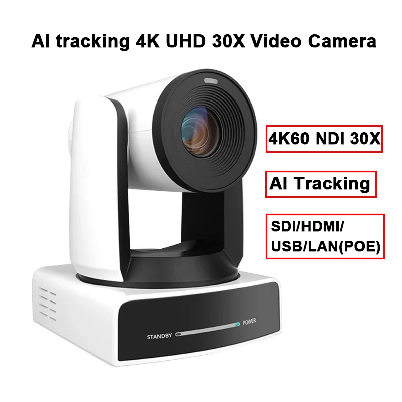 

NDI Auto Tracking PTZ 4K 60P 30X Long Distance View Live Streaming Video Camera for Church Worship School Sport Hospital Wedding