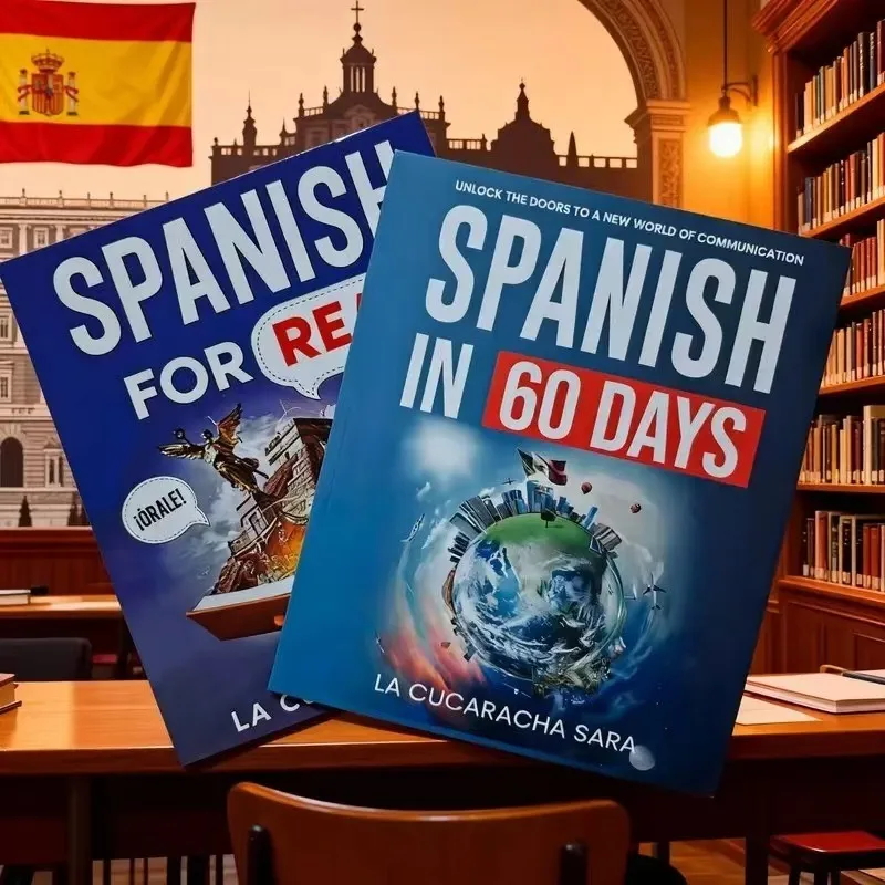 Spanish Learning 2‑Book Bundle, Spanish for Real & Spanish in 60 Days, Quick Master Daily Spanish Speaking for Adult Learners