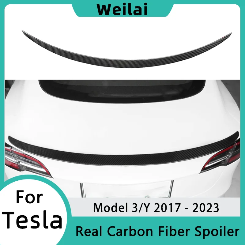 For Tesla Model Y 2024 Real Carbon Fiber Spoiler High-performance Original Car Trunk Wing Spoiler Exterior Model 3 Accessories