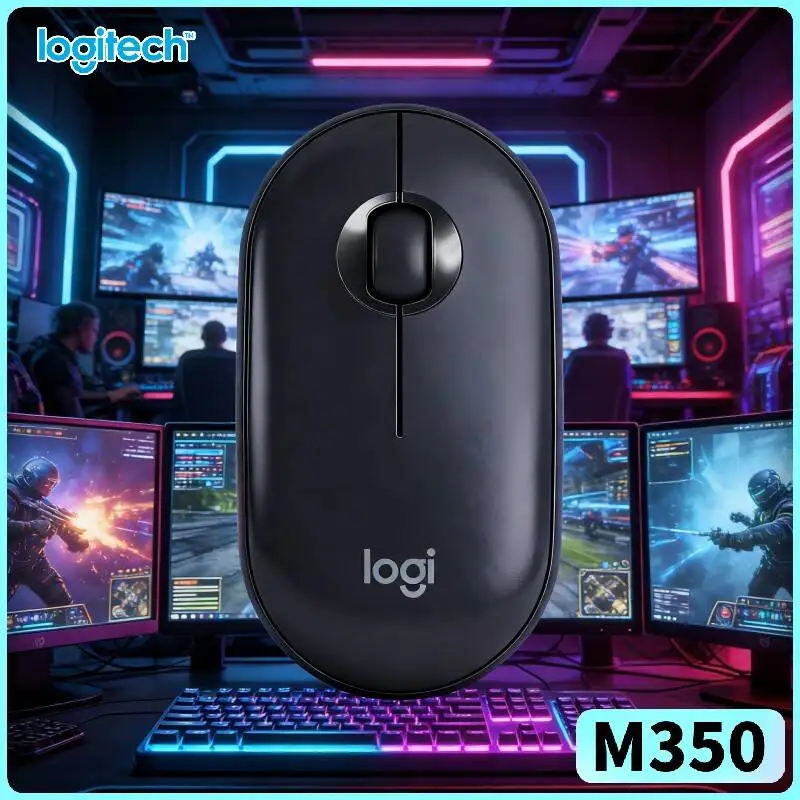 Logitech M350 Wireless Optical Mouse - Pebble Shape, Dual Mode, Quiet Operation, 18-Month Battery, Multi-System Compatibility