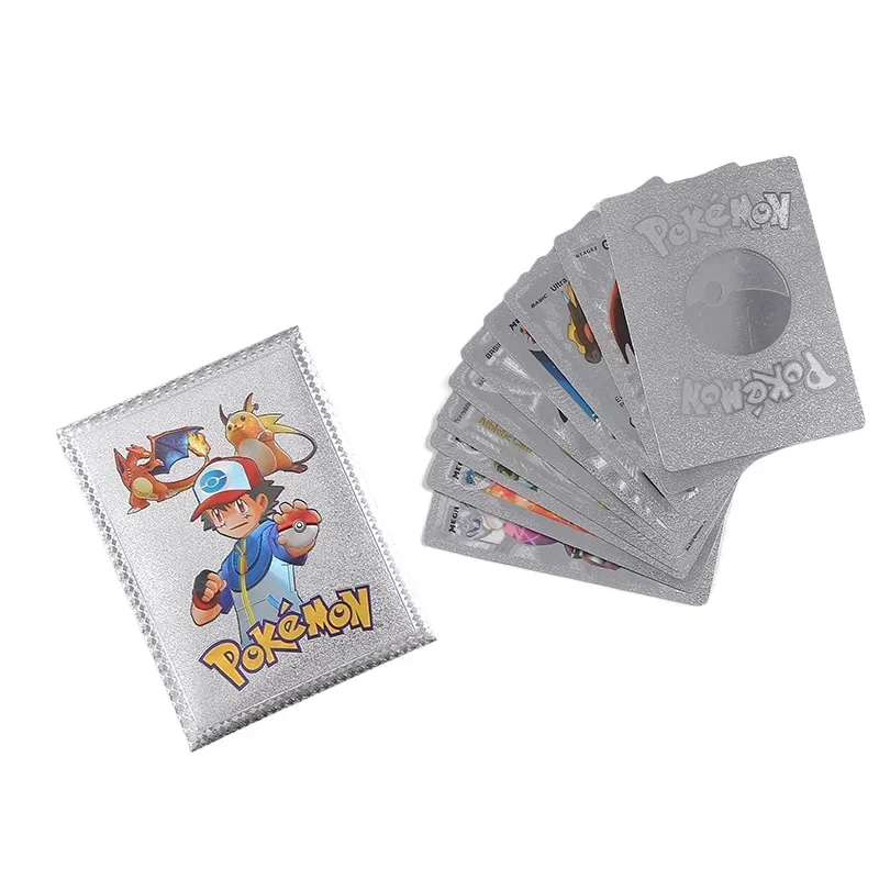 Kawaii 10PCS Original Pokemon Cards English Pikachu Gold Silver Black Anime Cards Deck Box Table Game Card Collection Kids Toys