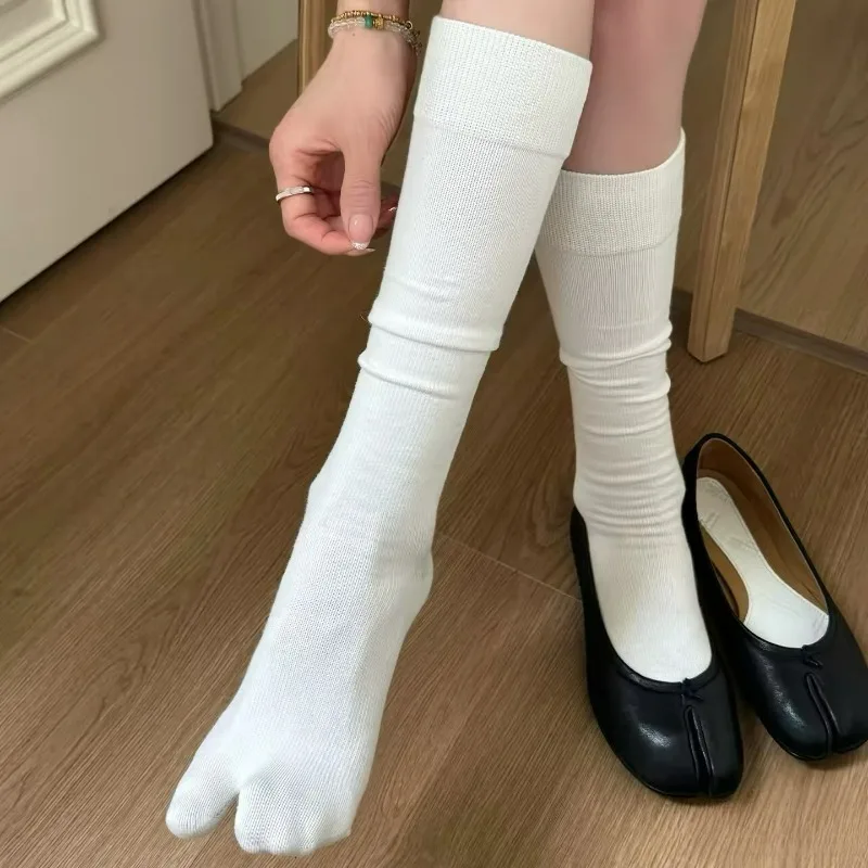 1/2Pairs Ballet Split Toe Stockings Autumn Winter Cotton Japanese Two Finger Sock Japanese Solid Color Cotton Over-the-calf Sock