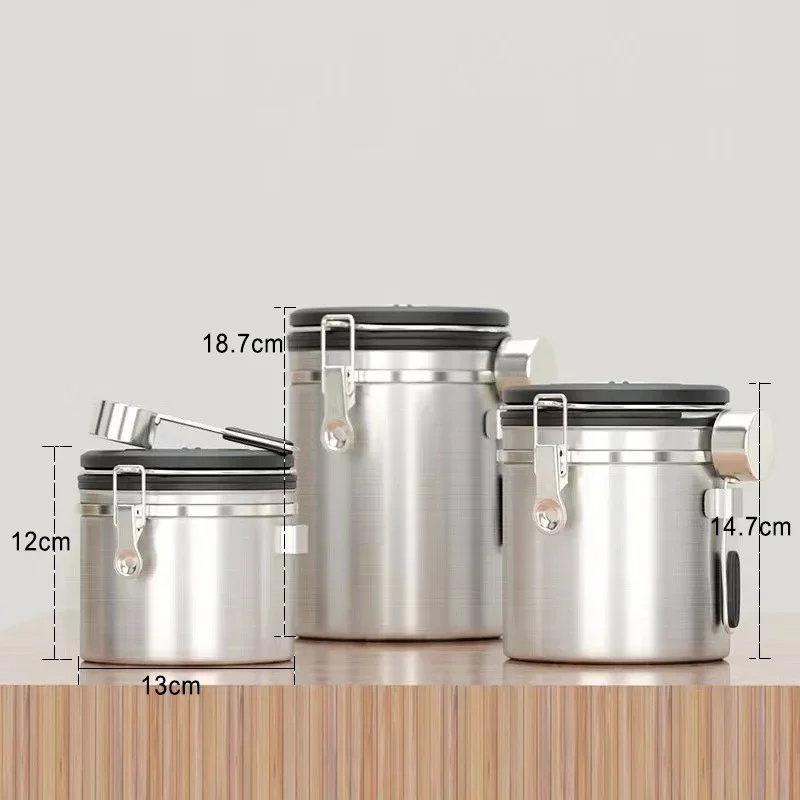 Large Capacity Coffee Beans Vacuum Storage Container Stainless Steel Airtight Container Grains Tea Nut Keep Fresh Storage Jar