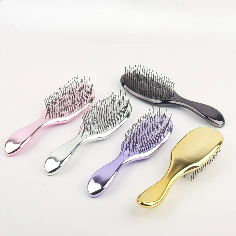

Electroplated Massage Hairbrush for Women, Home Use Meridian Scalp Care, Suitable for Wet and Dry Hair, Portable Hair Comb