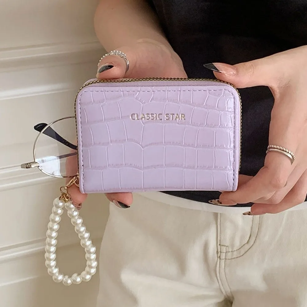 Nova carteira multifuncional de couro pu com zíper bolsa de mão de cor sólida