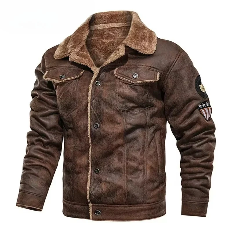 Men's Leather Jackets Warm Thick Autumn Casual Motorcycle PU Bomber Jacket Biker Leather Coats Male Windbreaker Brand Clothing