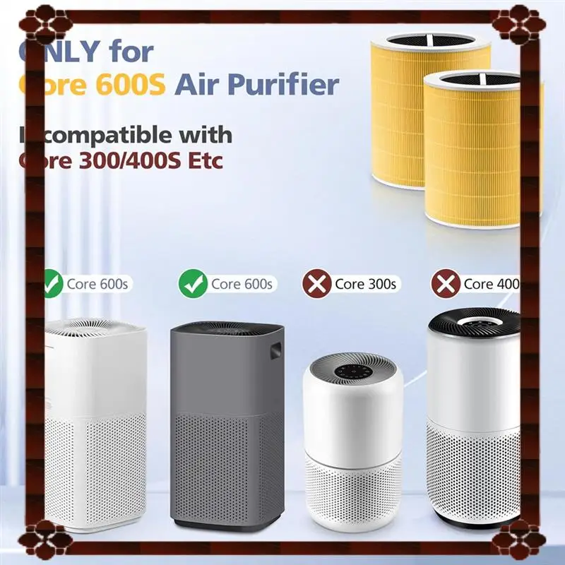 فلتر هواء بديل للتسليم لمدة 24 ساعة لأجزاء منقي الهواء LEVOIT Core 600S & Core 600S-P من الكربون المنشط H13 True HEPA Fil